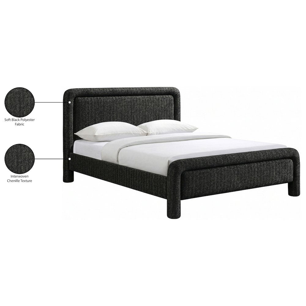 Baylor Black Fabric With Interwoven Chenille Upholstered Full Bed