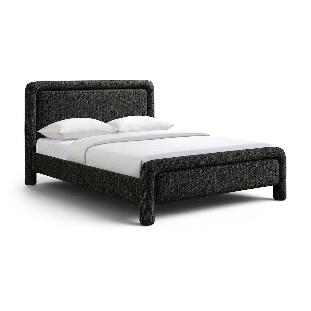 Baylor Black Fabric With Interwoven Chenille Upholstered Full Bed