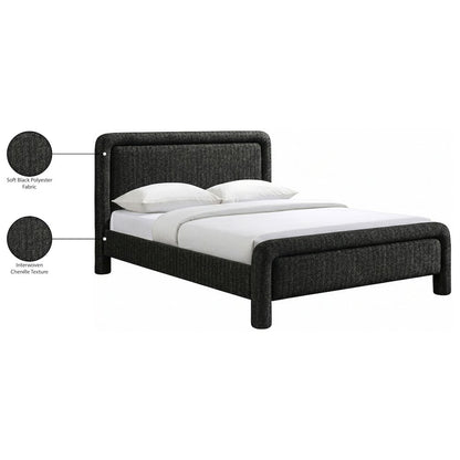 Baylor Black Fabric With Interwoven Chenille Upholstered King Bed