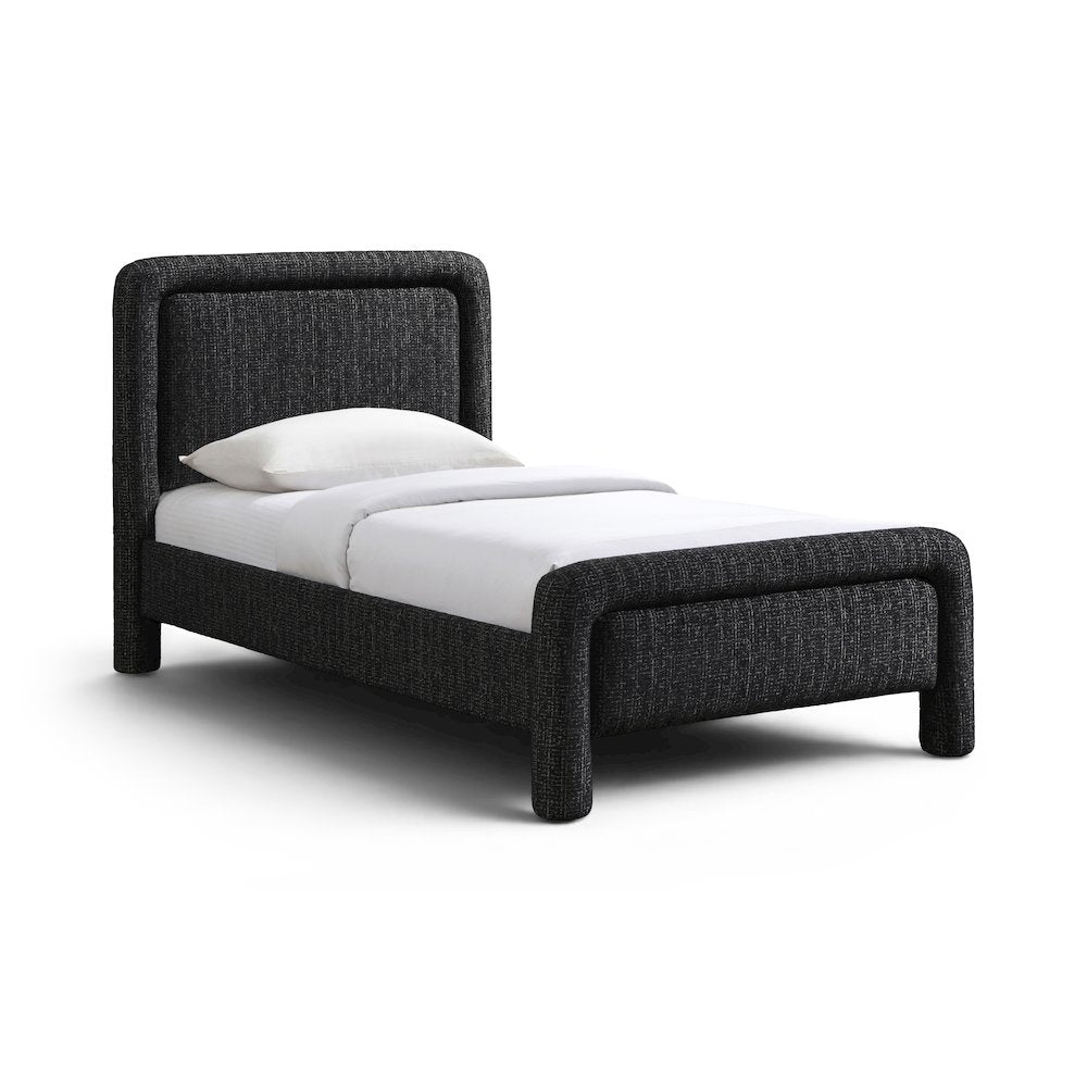 Baylor Black Fabric With Interwoven Chenille Upholstered Twin Bed