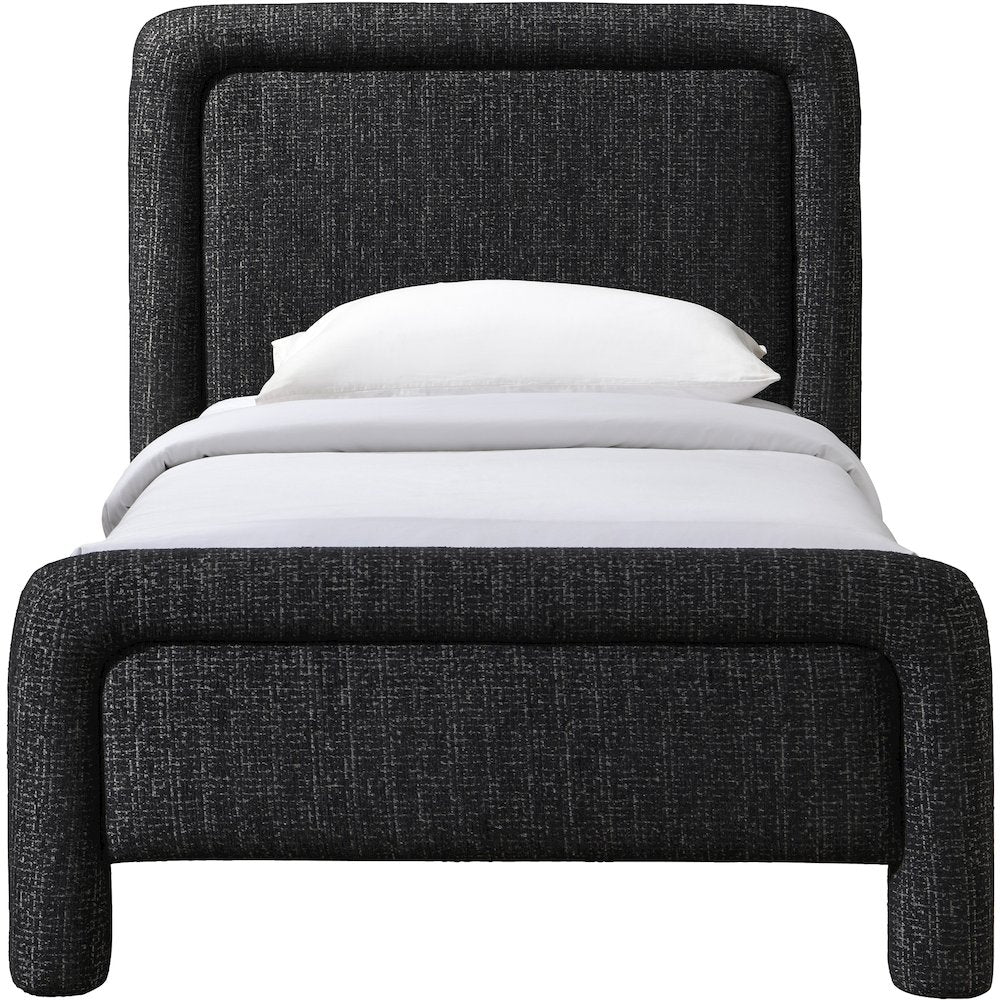 Baylor Black Fabric With Interwoven Chenille Upholstered Twin Bed