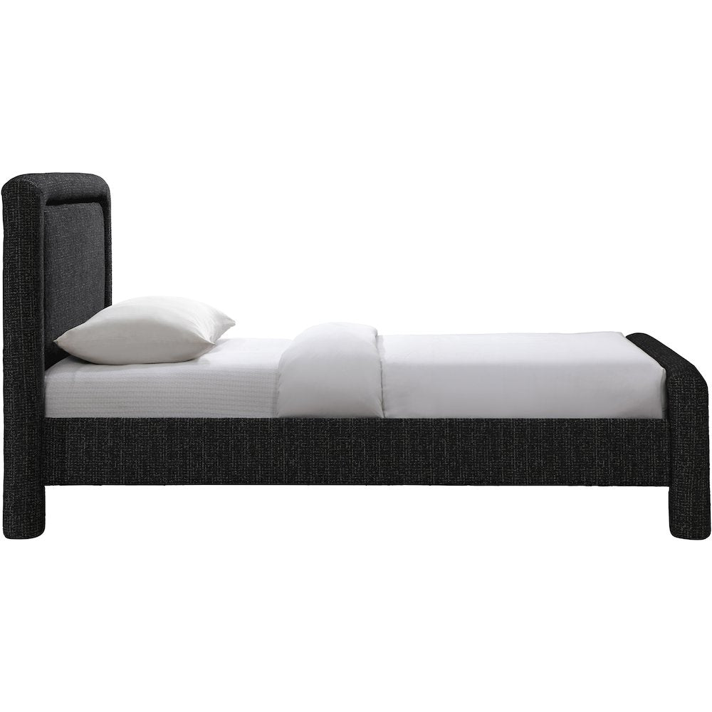 Baylor Black Fabric With Interwoven Chenille Upholstered Twin Bed