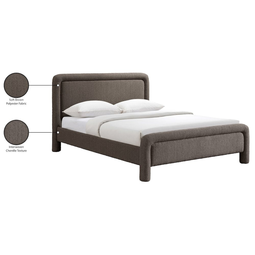 Baylor Brown Fabric With Interwoven Chenille Upholstered Queen Bed