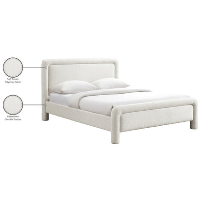 Baylor Cream Fabric With Interwoven Chenille Upholstered Full Bed