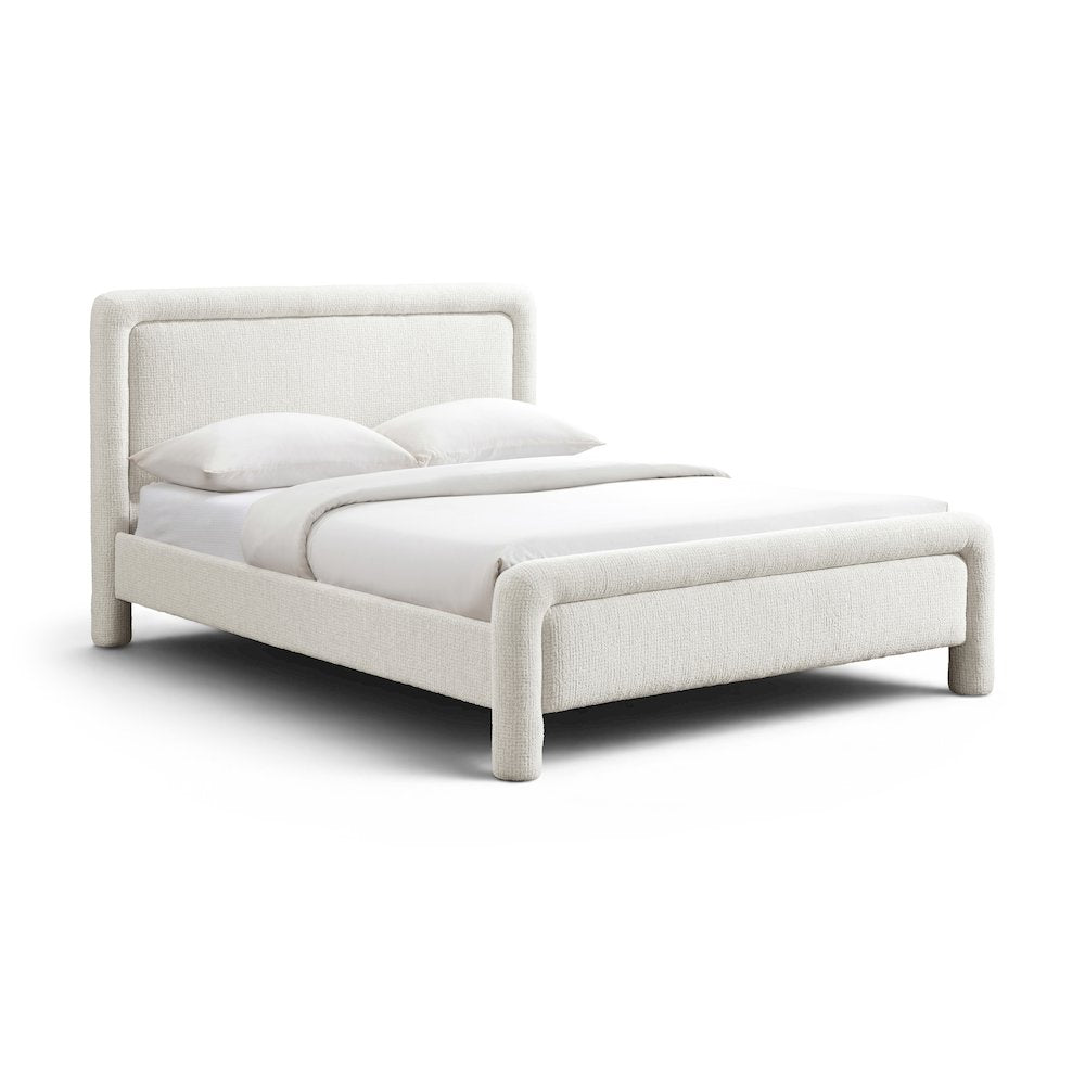 Baylor Cream Fabric With Interwoven Chenille Upholstered Full Bed