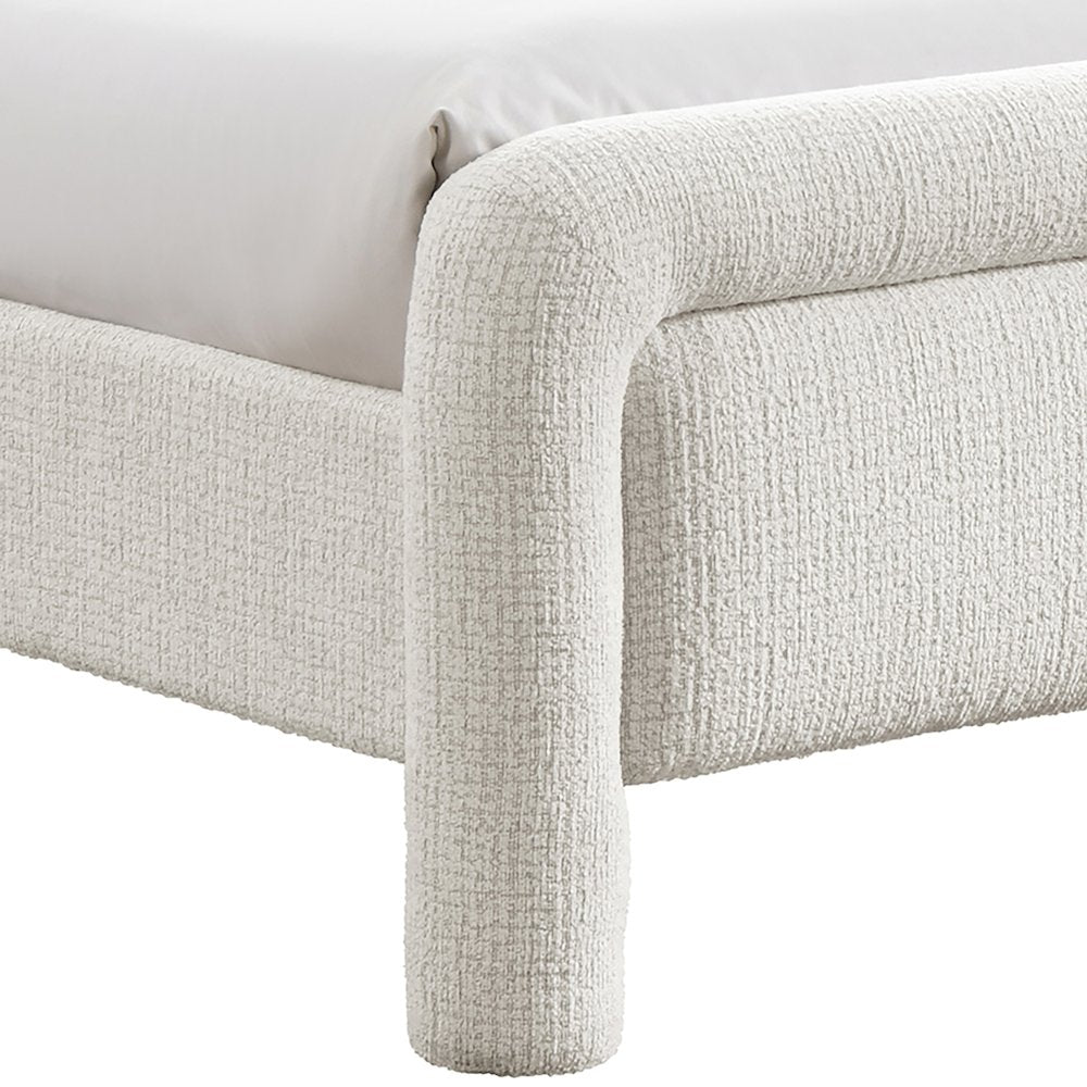 Baylor Cream Fabric With Interwoven Chenille Upholstered Twin Bed