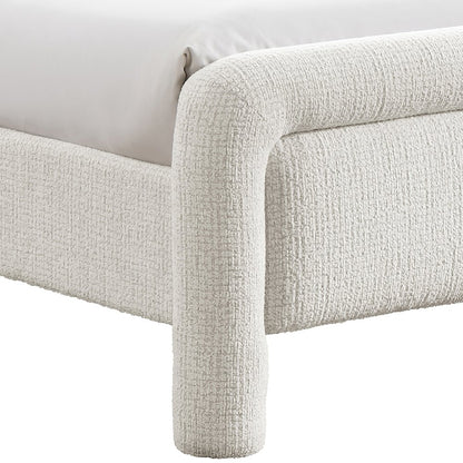 Baylor Cream Fabric With Interwoven Chenille Upholstered Twin Bed