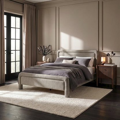 Baylor Taupe Fabric With Interwoven Chenille Upholstered Full Bed