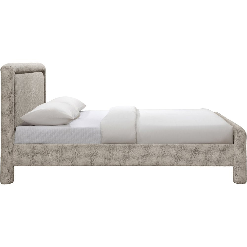 Baylor Taupe Fabric With Interwoven Chenille Upholstered Full Bed