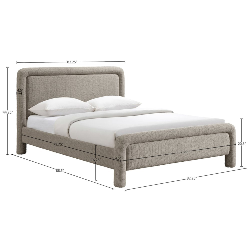 Baylor Taupe Fabric With Interwoven Chenille Upholstered King Bed