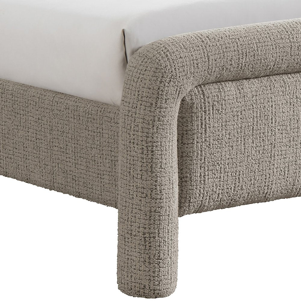Baylor Taupe Fabric With Interwoven Chenille Upholstered King Bed