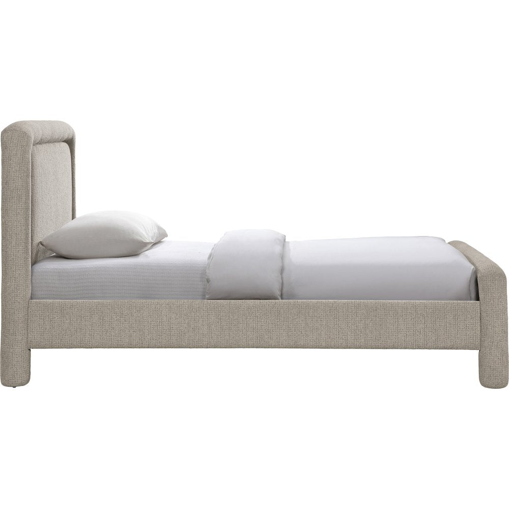 Baylor Taupe Fabric With Interwoven Chenille Upholstered Twin Bed
