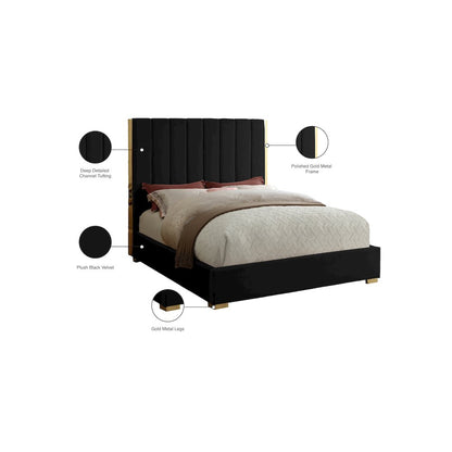 Becca Black Velvet Queen Bed