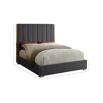 Becca Grey Velvet Full Bed