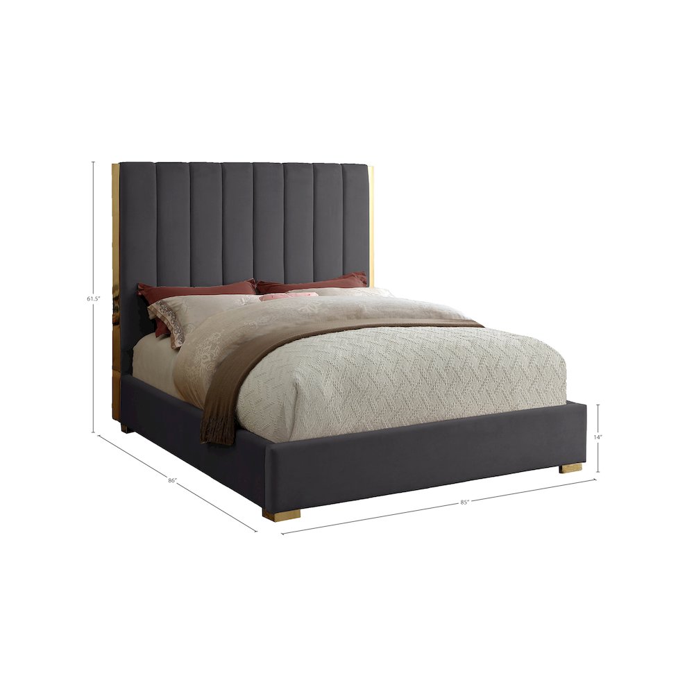Becca Grey Velvet King Bed