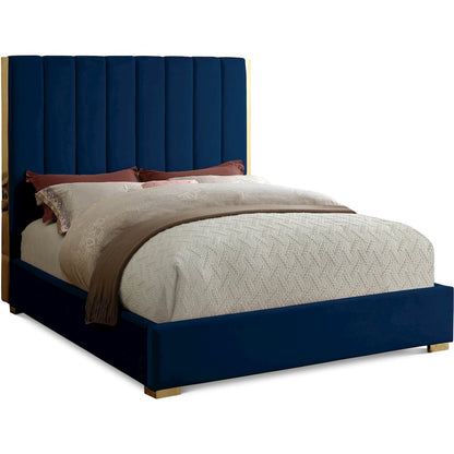 Becca Navy Velvet King Bed