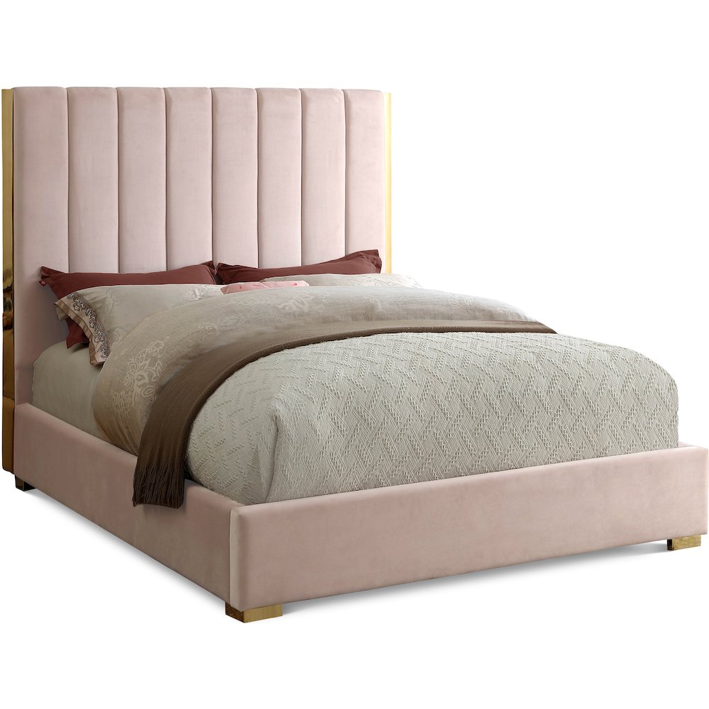 Becca Pink Velvet King Bed