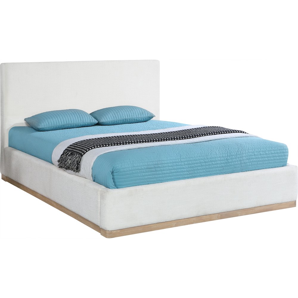 Bennet Cream Linen Textured Fabric Upholstered Full Bed