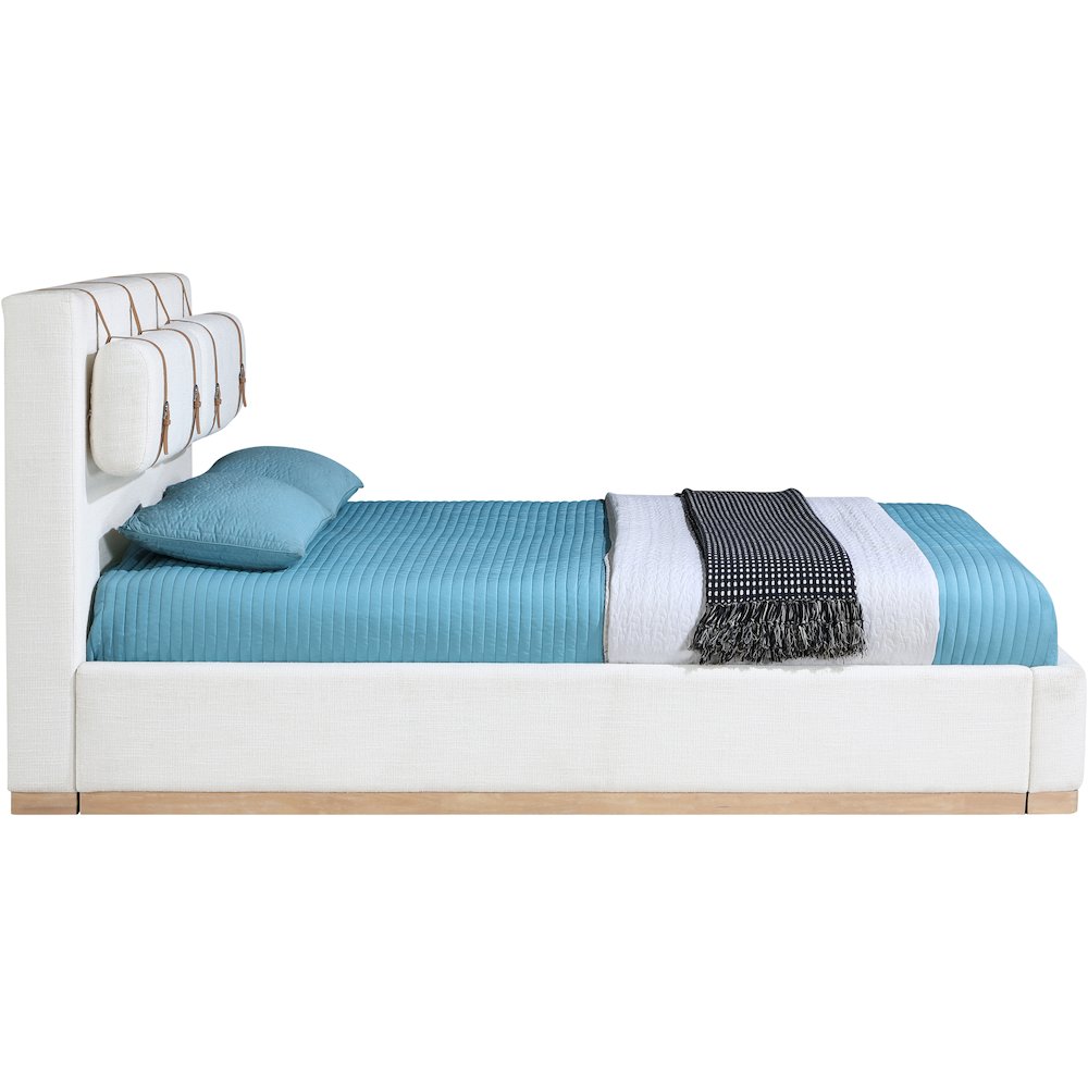 Bennet Cream Linen Textured Fabric Upholstered Full Bed