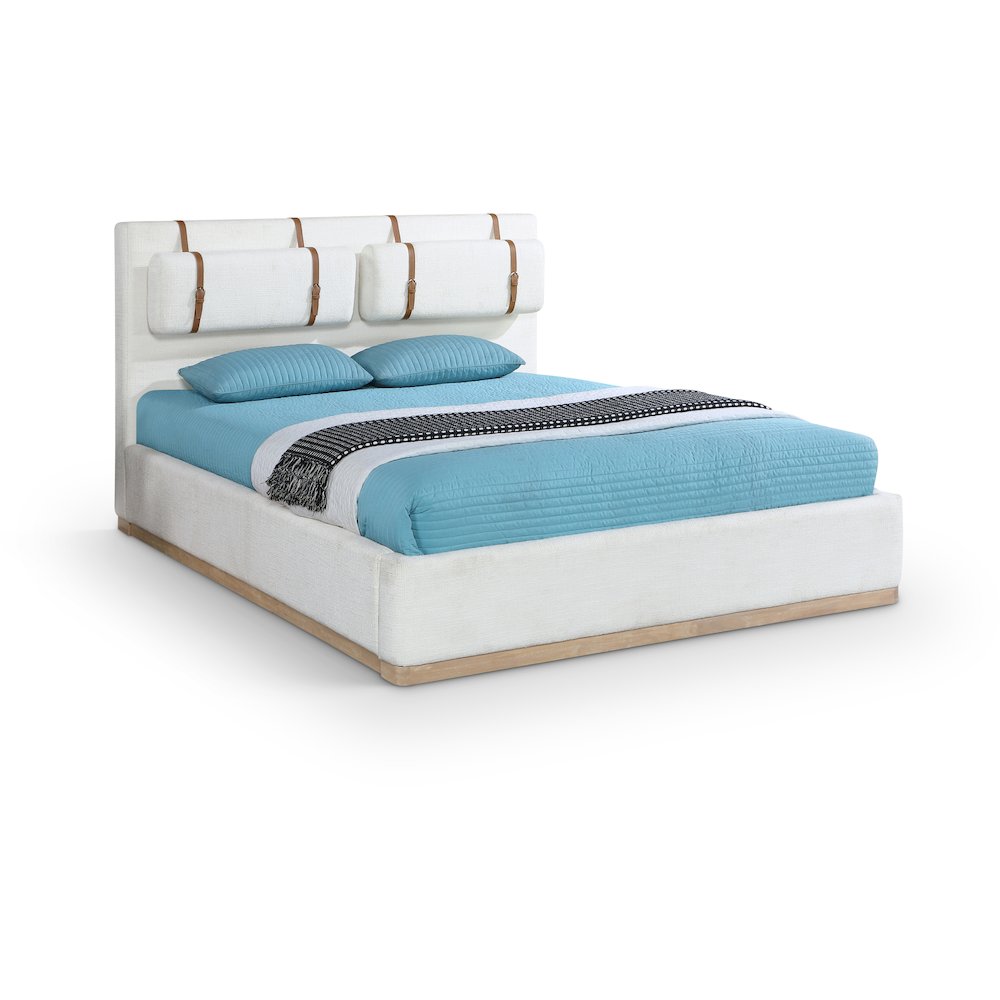 Bennet Cream Linen Textured Fabric Upholstered Queen Bed