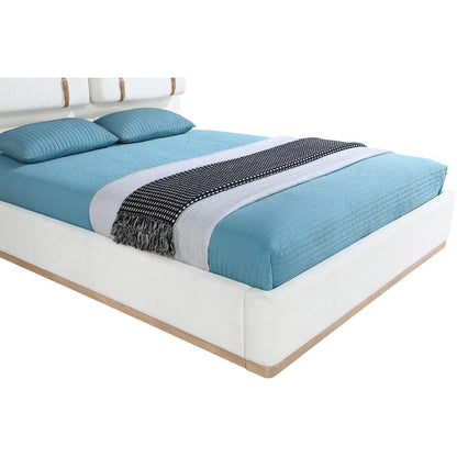 Bennet Cream Linen Textured Fabric Upholstered Queen Bed