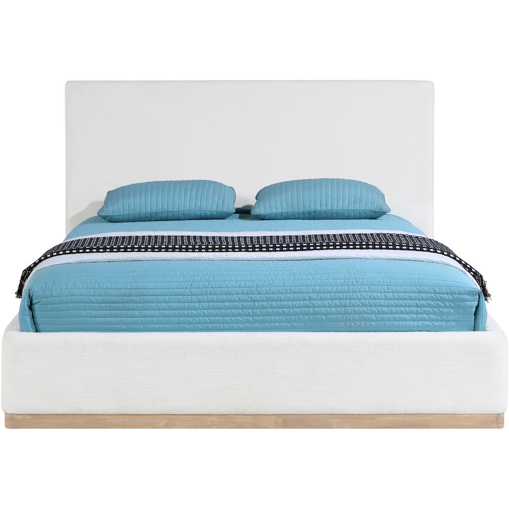 Bennet Cream Linen Textured Fabric Upholstered Queen Bed