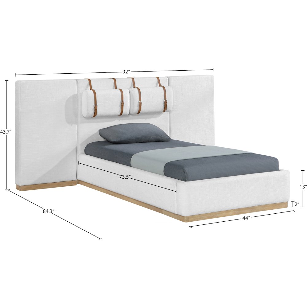 Bennet Cream Linen Textured Fabric Upholstered Twin Bed