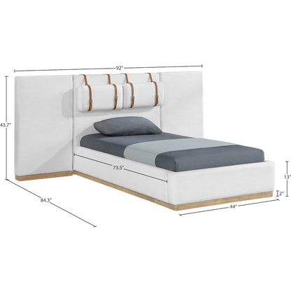 Bennet Cream Linen Textured Fabric Upholstered Twin Bed