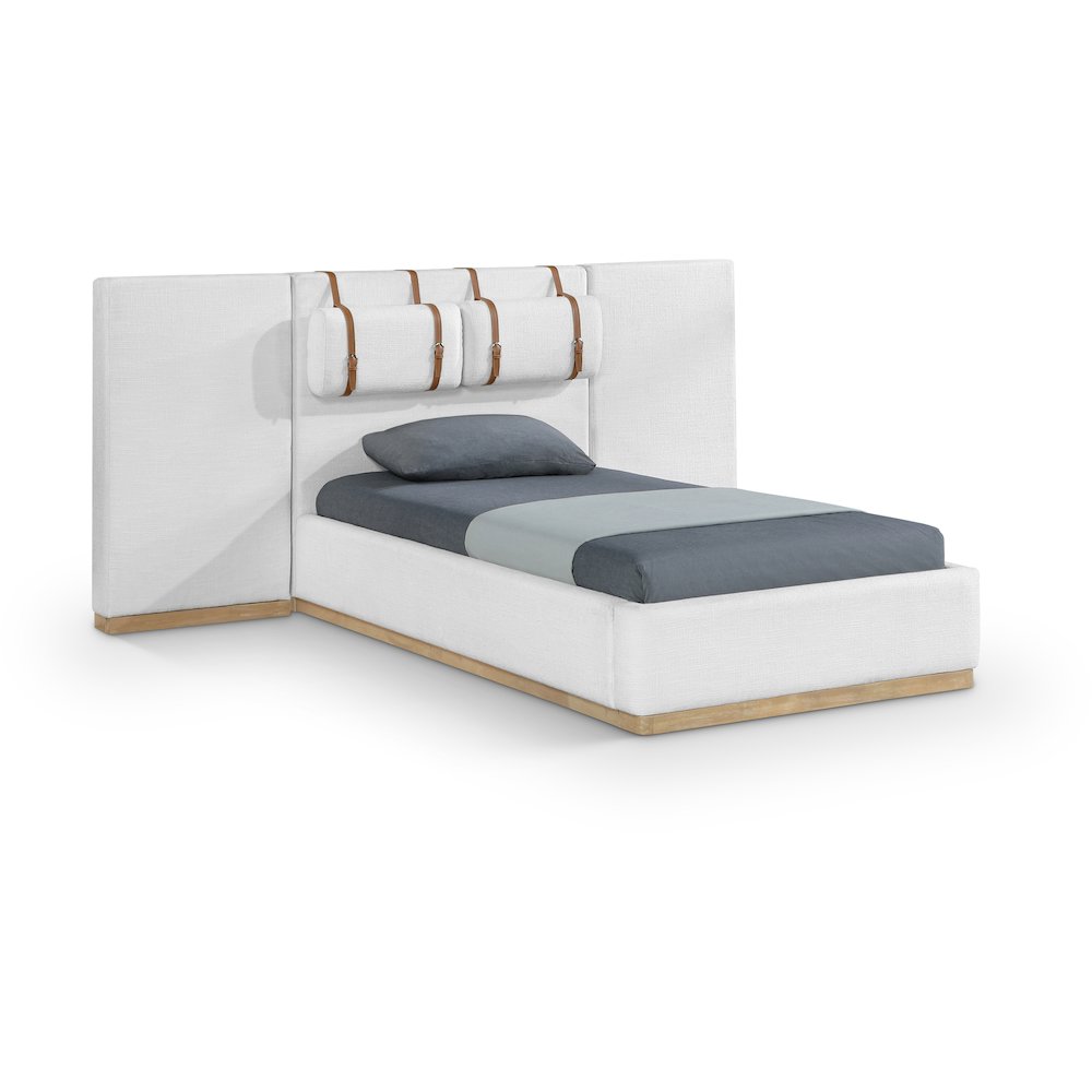 Bennet Cream Linen Textured Fabric Upholstered Twin Bed