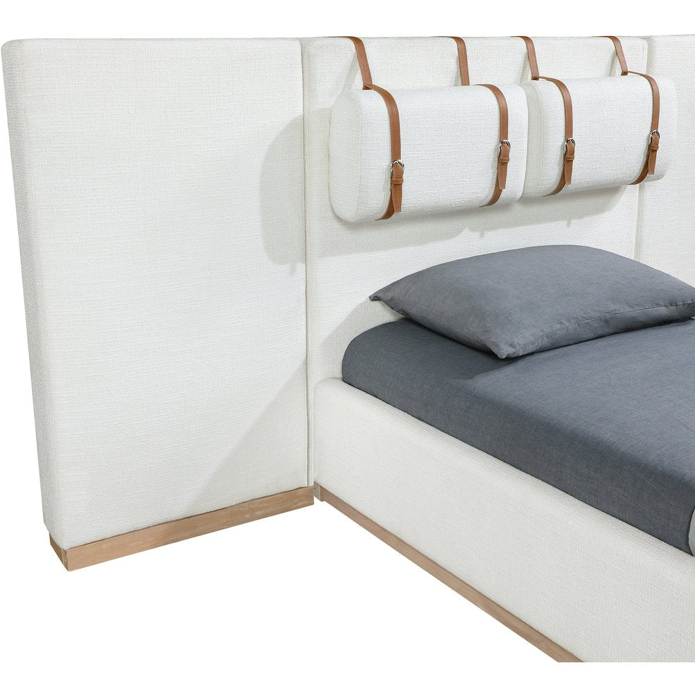 Bennet Cream Linen Textured Fabric Upholstered Twin Bed