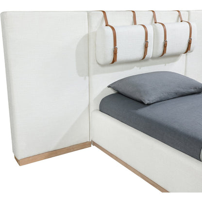 Bennet Cream Linen Textured Fabric Upholstered Twin Bed