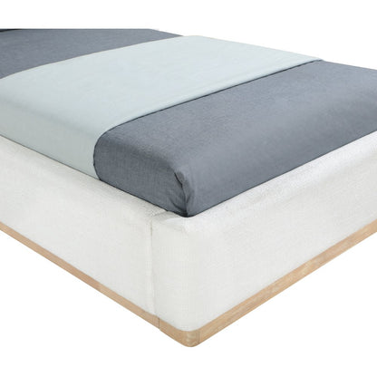 Bennet Cream Linen Textured Fabric Upholstered Twin Bed