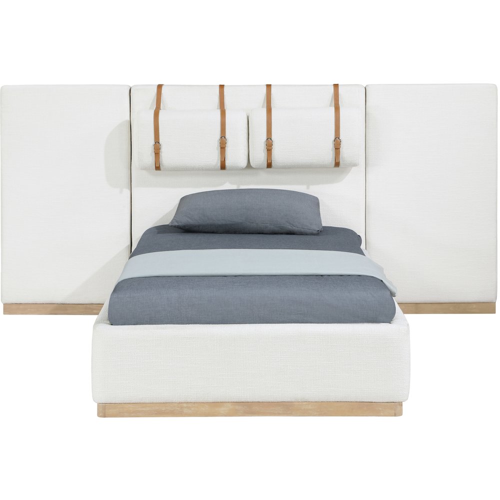 Bennet Cream Linen Textured Fabric Upholstered Twin Bed