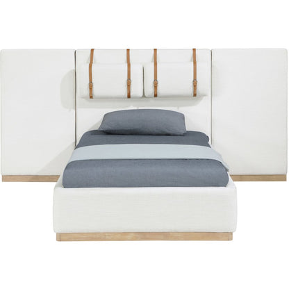 Bennet Cream Linen Textured Fabric Upholstered Twin Bed