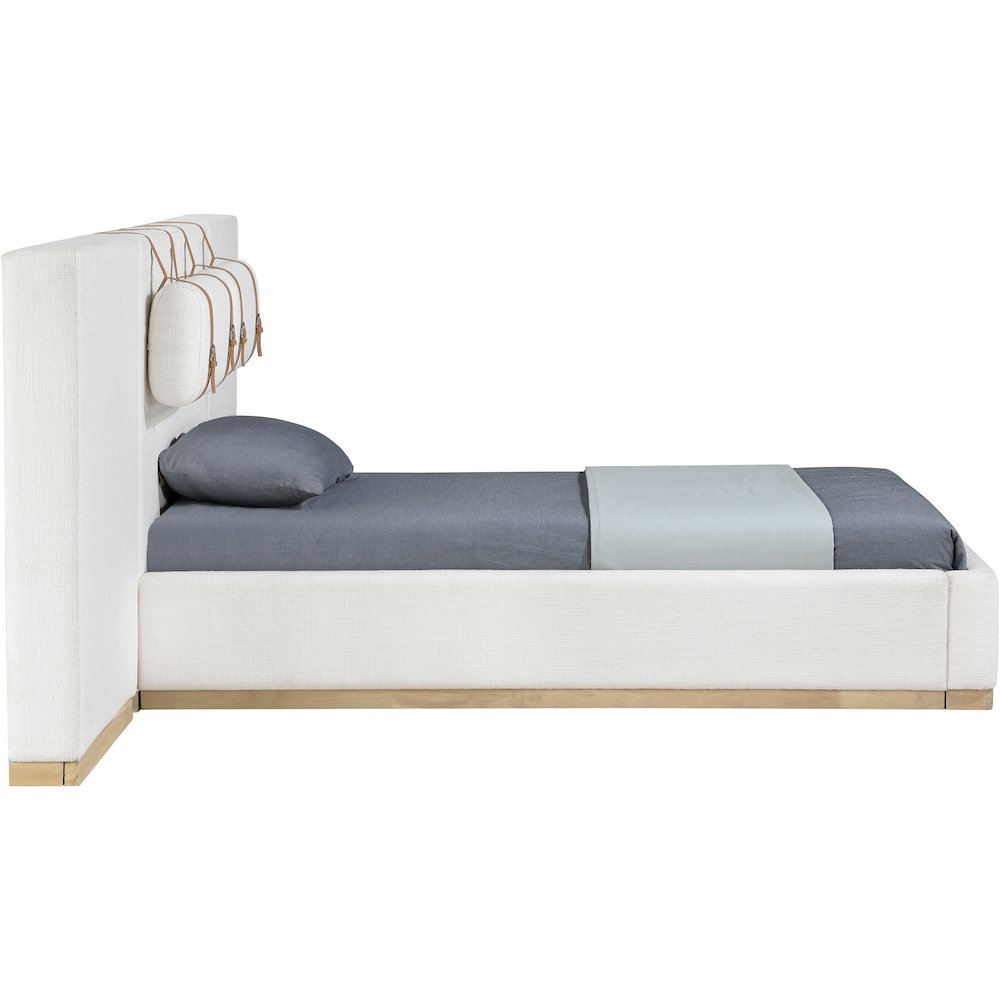 Bennet Cream Linen Textured Fabric Upholstered Twin Bed