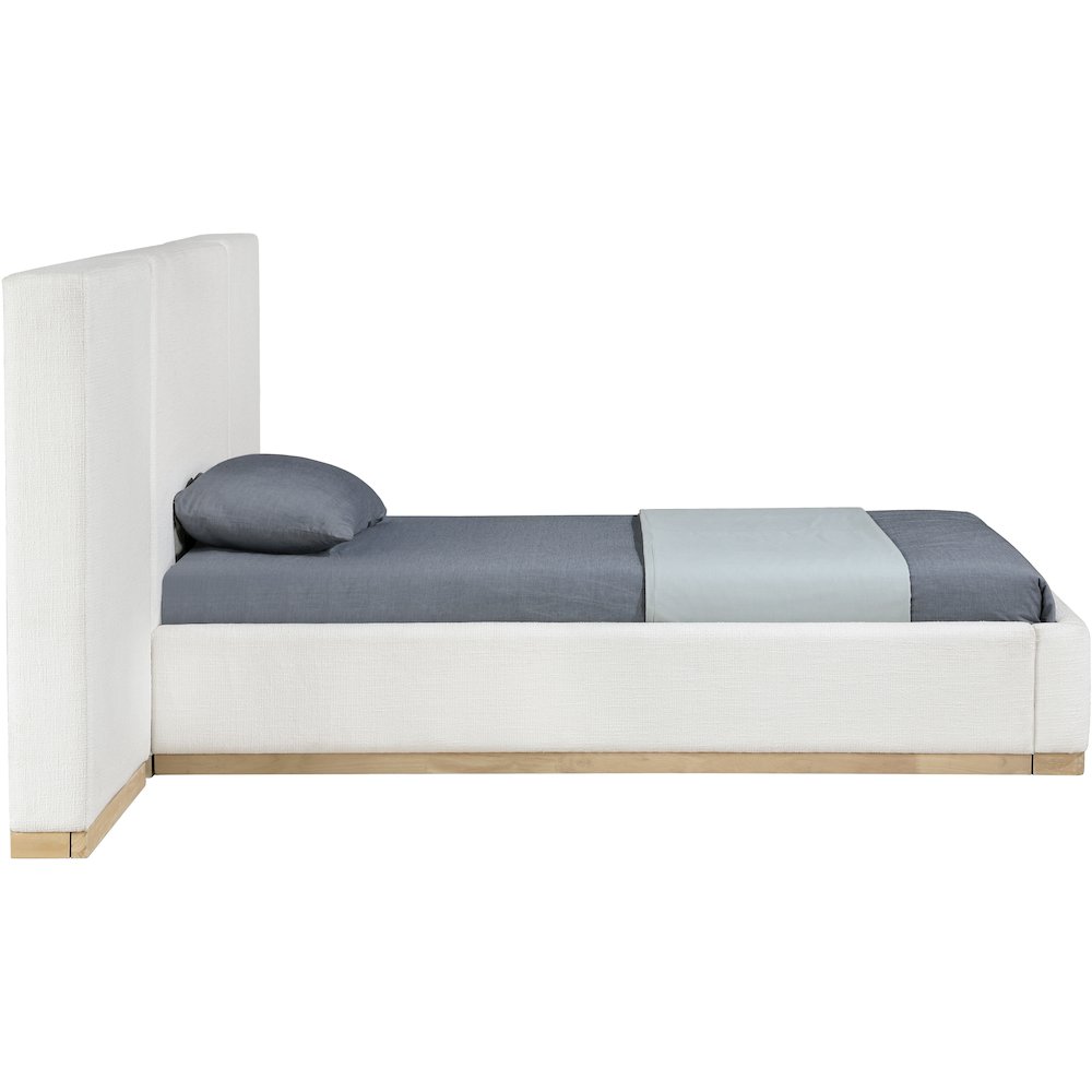 Bennet Cream Linen Textured Fabric Upholstered Twin Bed