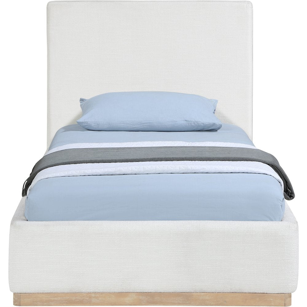 Bennet Cream Linen Textured Fabric Upholstered Twin Bed