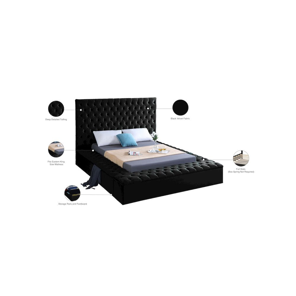 Bliss Black Velvet King Bed