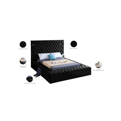Bliss Black Velvet King Bed
