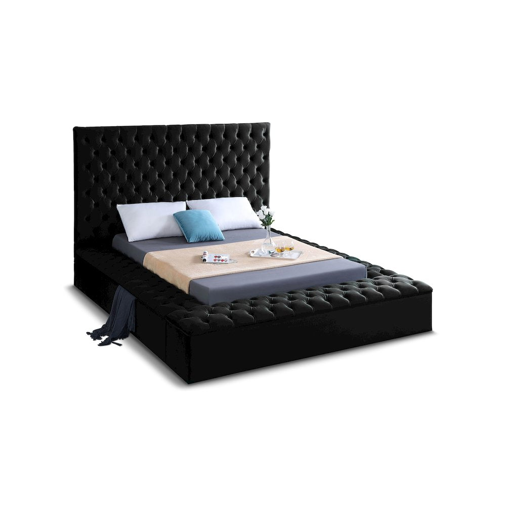 Bliss Black Velvet Queen Bed