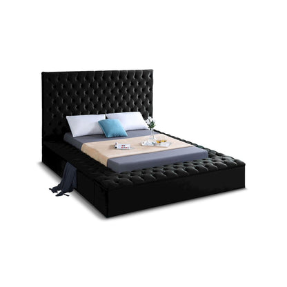 Bliss Black Velvet Queen Bed