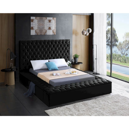 Bliss Black Velvet Queen Bed