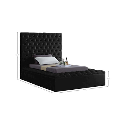 Bliss Black Velvet Twin Bed