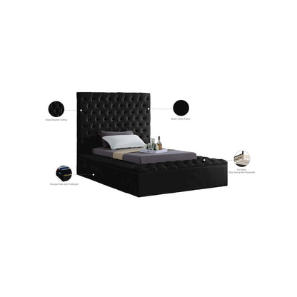 Bliss Black Velvet Twin Bed