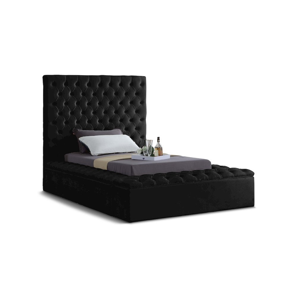 Bliss Black Velvet Twin Bed
