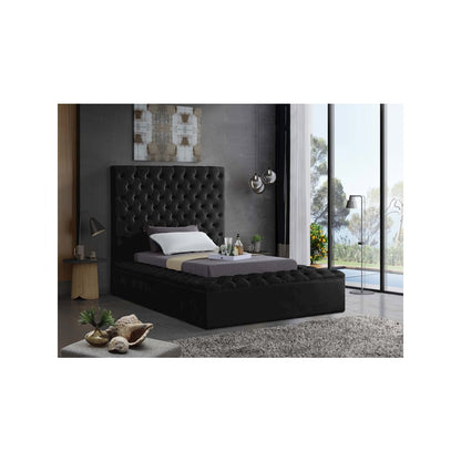 Bliss Black Velvet Twin Bed