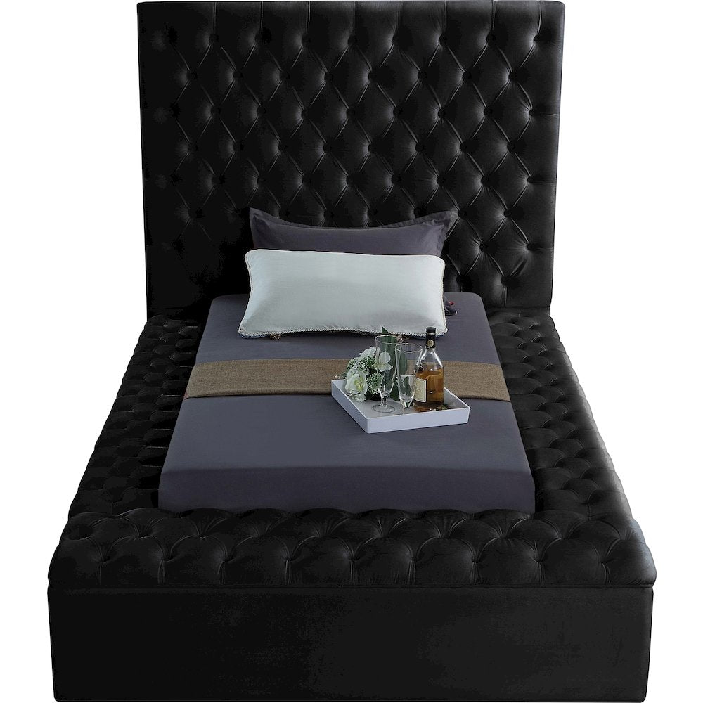 Bliss Black Velvet Twin Bed