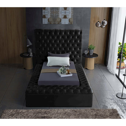 Bliss Black Velvet Twin Bed