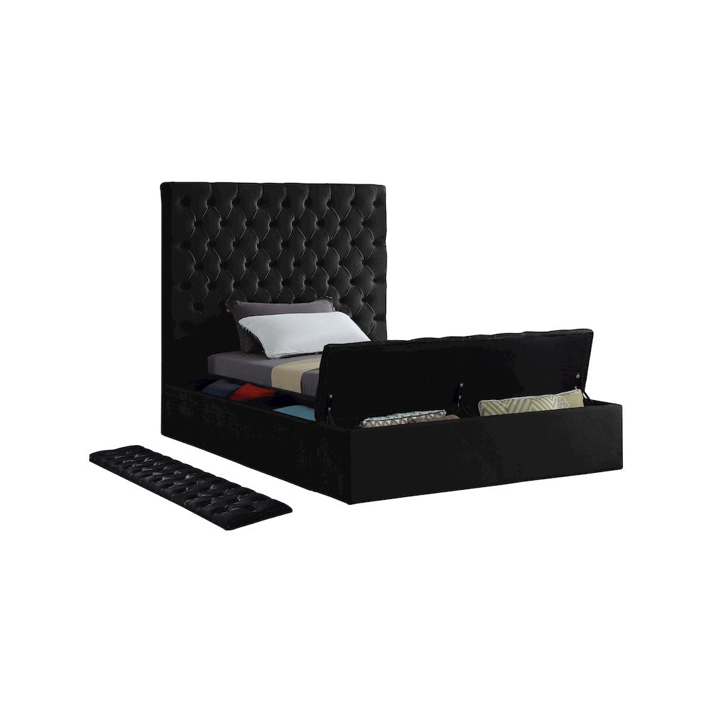 Bliss Black Velvet Twin Bed