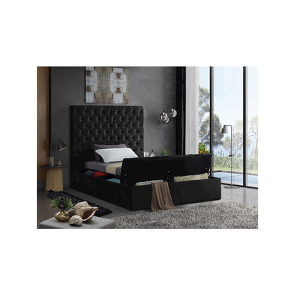 Bliss Black Velvet Twin Bed
